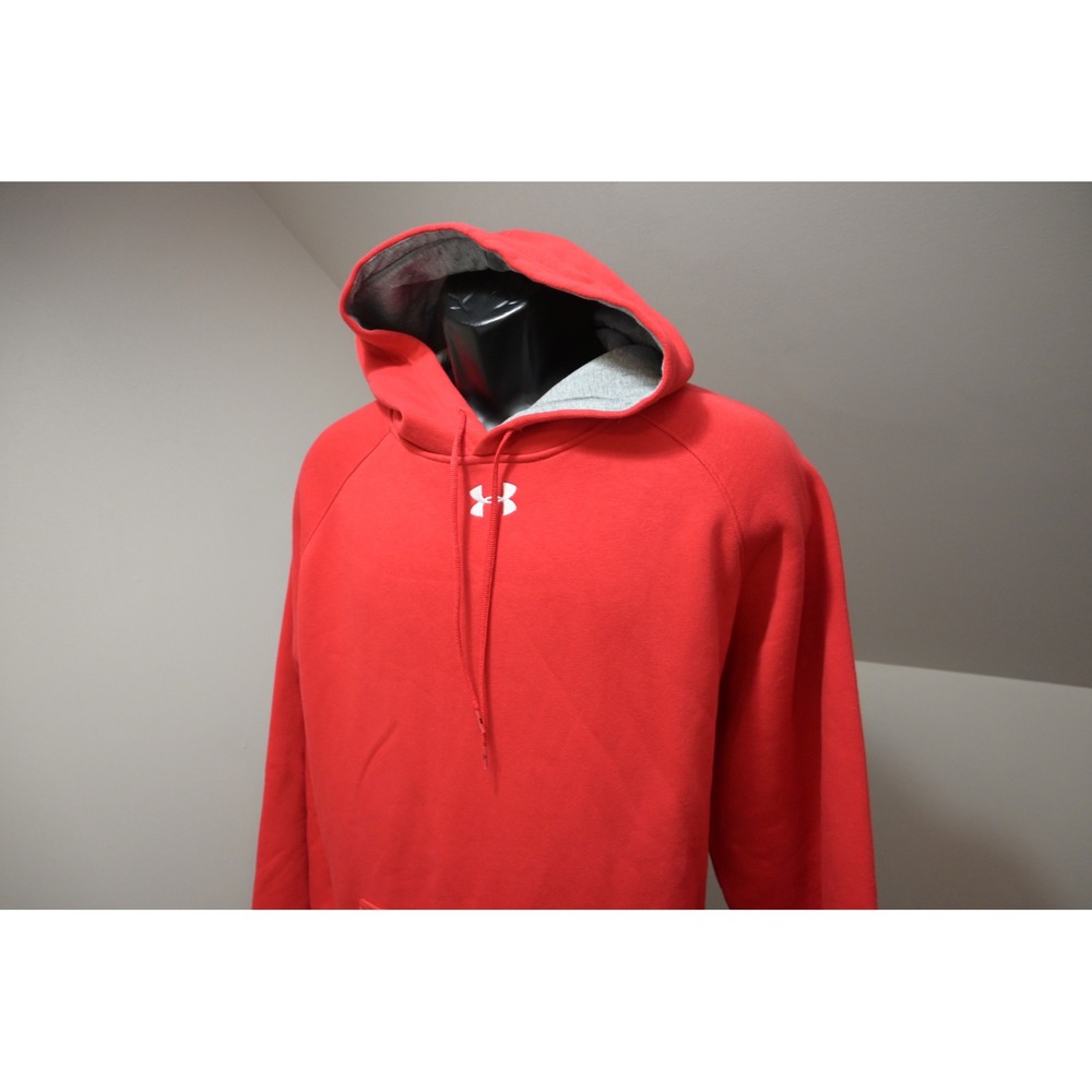 Under Armour Hoodie Mens XL Red Loose Fit Athletic Pullover Sweatshirt Excellent
